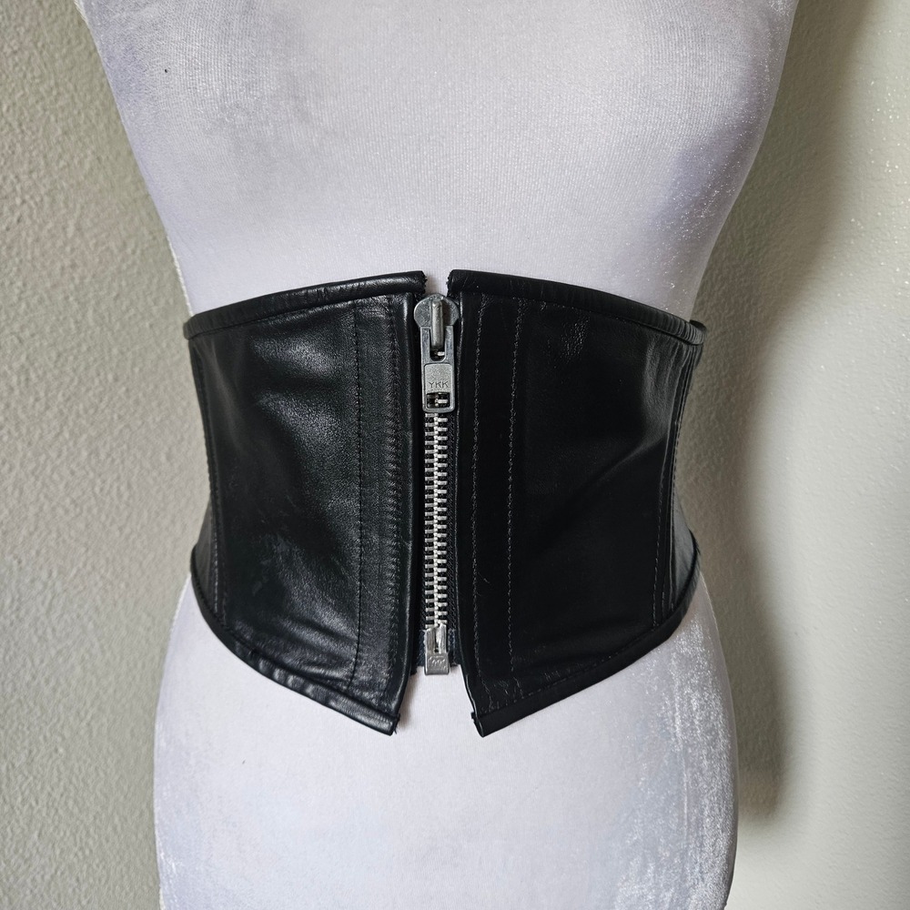 Stormy Leather San Francisco Black Leather Corset Belt Lace Up Zipper - Picture 2 of 8